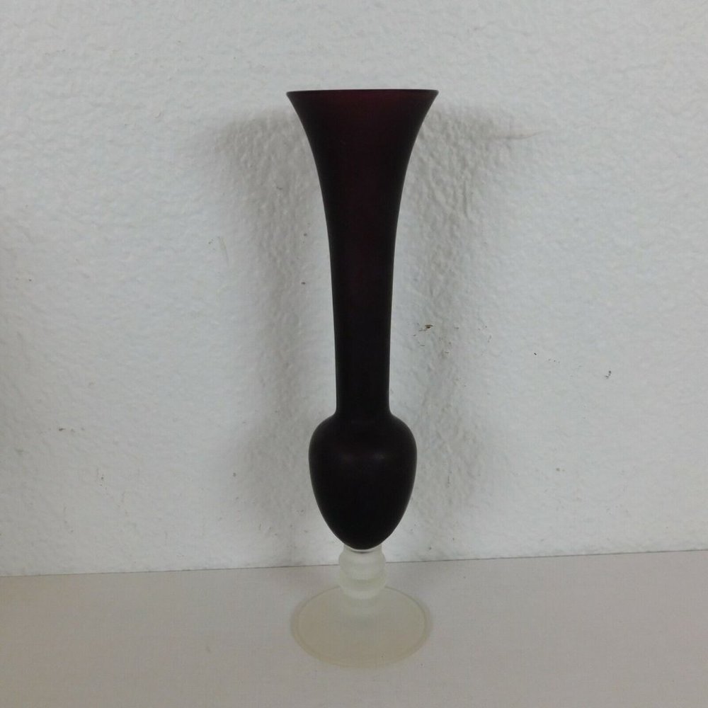 Purple Amethyst Bud Vase & 2 Taper Candle Holders Glass Eclectic Grouping 8-9" - Picture 3 of 9